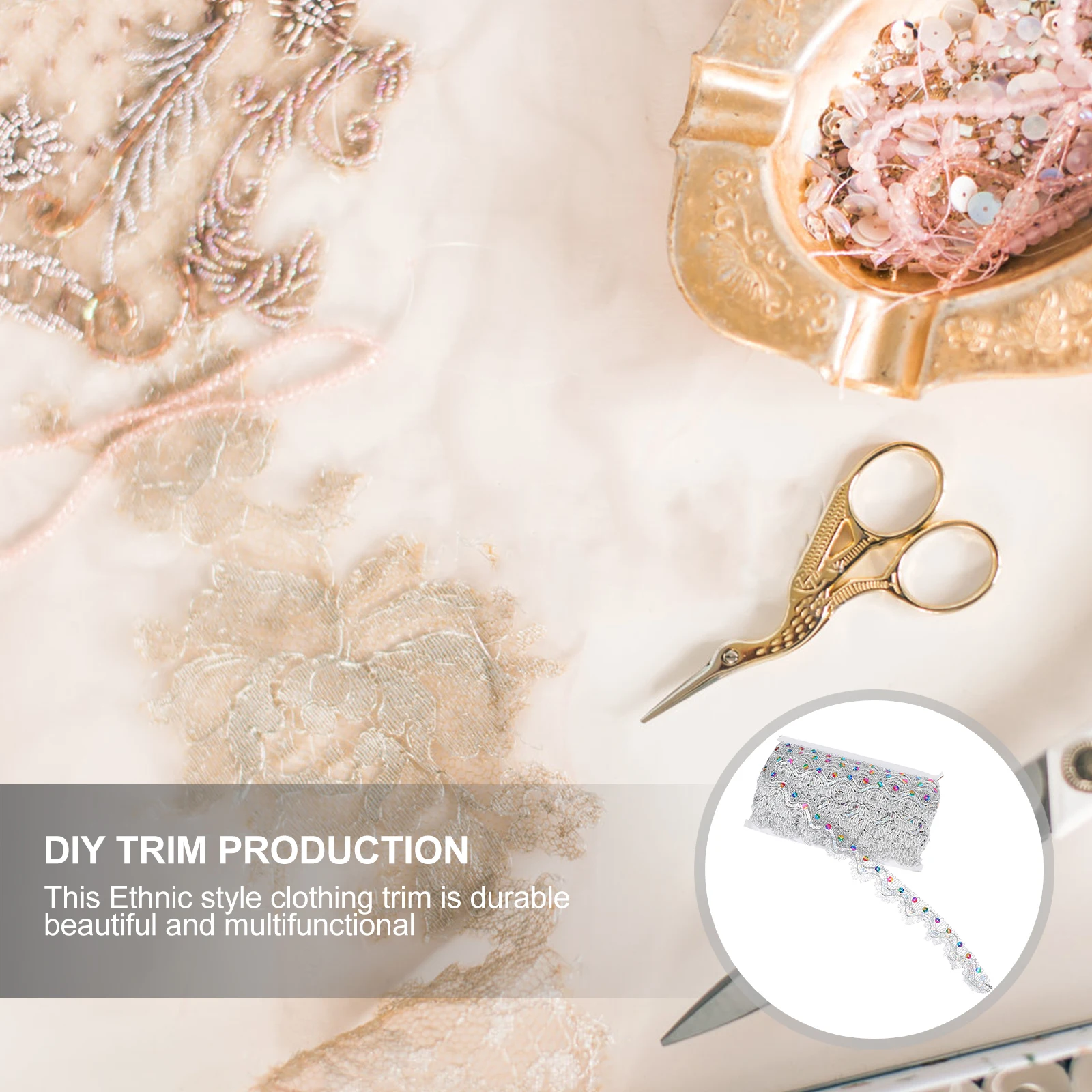 

Sequin Lace Garment Trim Colorful Clothing Accessory Ethnic Durable Decorate Elastic Ribbon Sewing Crafting Home Decor Wedding