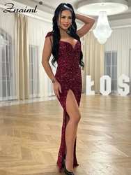 Znaiml Evening Wedding Luxury Women Sexy Strap Sleeveless Sequins High Split Elegant Long Dresses Birthday Party Gown Christmas