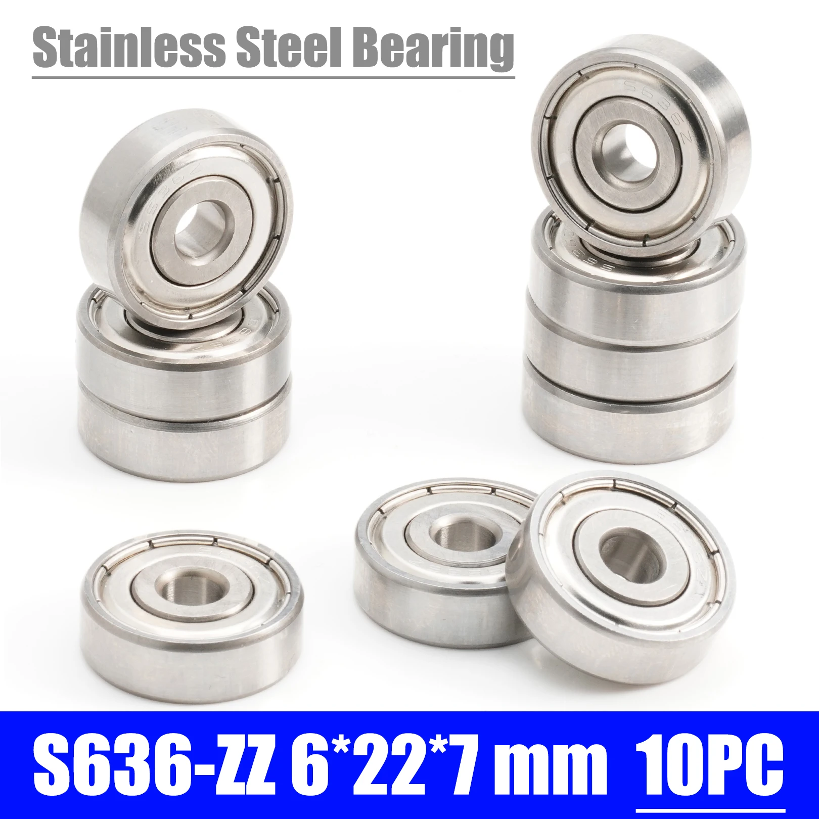 S636ZZ Bearing 6*22*7 mm ( 10 PCS ) Grade S636ZZ SS 636 Z Stainless Steel Miniature S636 ZZ Ball Bearings