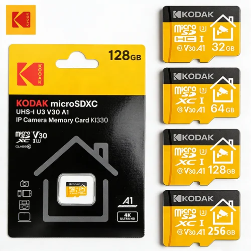 Imagen 1 del producto Tarjeta MicroSD Kodak 2026 Nueva de 32GB 64GB 128GB 256GB, Tarjeta de Memoria Micro SD Ideal para Monitoreo de Seguridad en el Hogar, Teléfonos Móviles y Drones