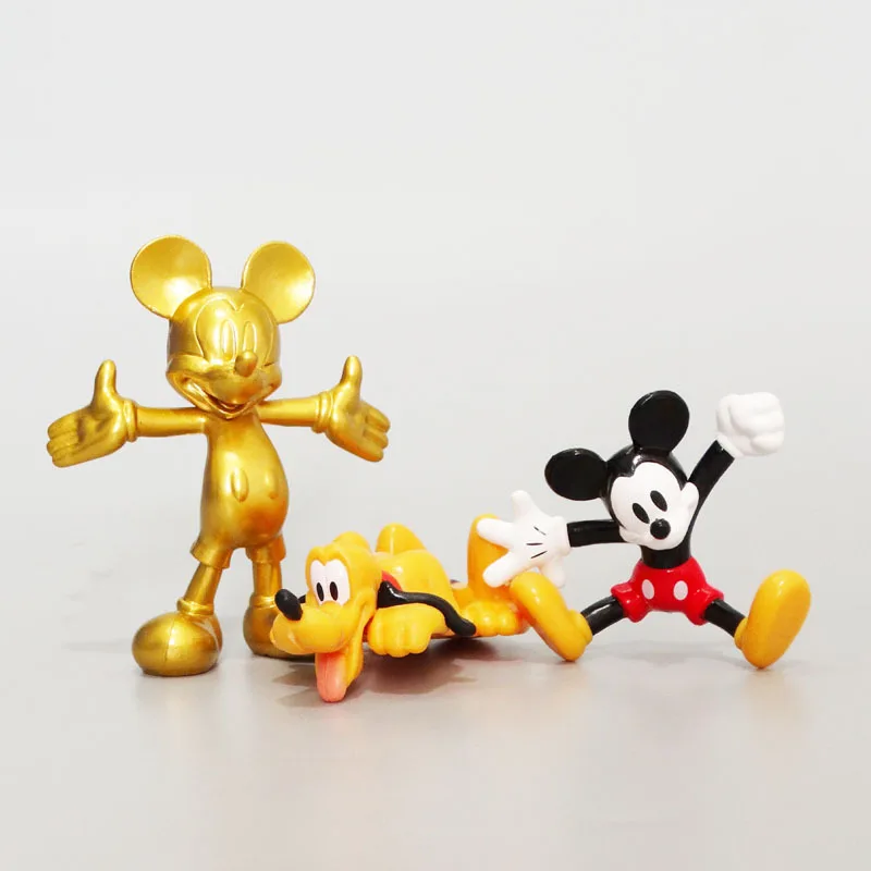 Figura de dibujos animados dorados, Mickey, pastel de Pluto, modelo de decoración del hogar, regalo coleccionable, figura de acción, Gundam, Funko Pop, My Melody