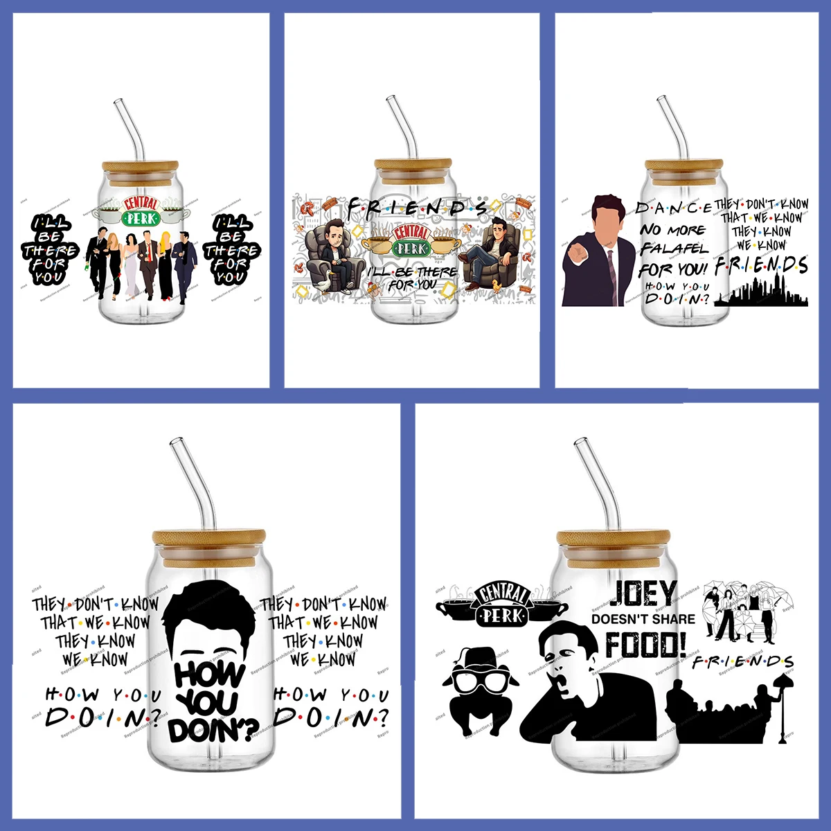 

Наклейки UV DTF «Лучшие друзья», готовые к переносу, для украшения стаканов, популярные изображения из телесериалов, для самостоятельного творчества, для стаканов Libbey Can Glass