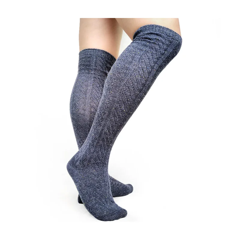 

Thick Knit Men Stocking Boot Socks Over the Knees Sexy Warm Winter Long Socks for Male Striepd Formal Business Men Hose Socks