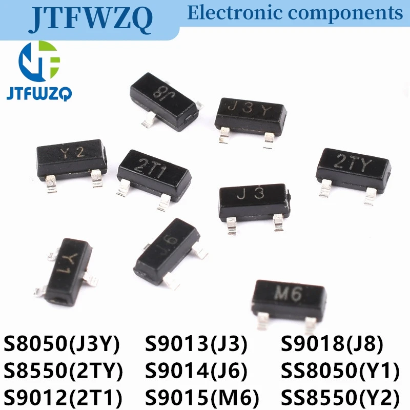 50PCS S8050 S8550 SS8050 SS8550 S9012 S9013 S9014 S9015 S9018 J3Y STY Y1 Y2 2T1 J3 J6 M6 J8 SMD Transistor SOT23