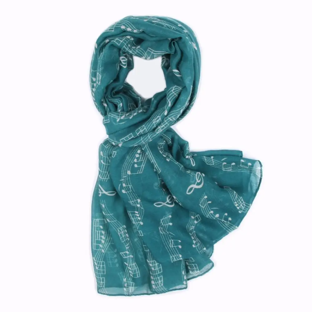 180*80cm Musical Note Print Scarf Smooth Colorful Musical Note Floral Wrap Cotton Voile Casual Musical Note Floral Shawl Ladies