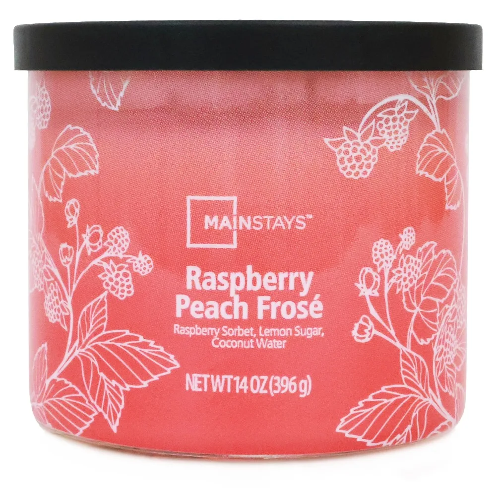 Large 14oz Triple Wick Ombre Candle Raspberry Peach Scented Home Fragrance Jar Candle for Relaxation Aromatherapy Gift
