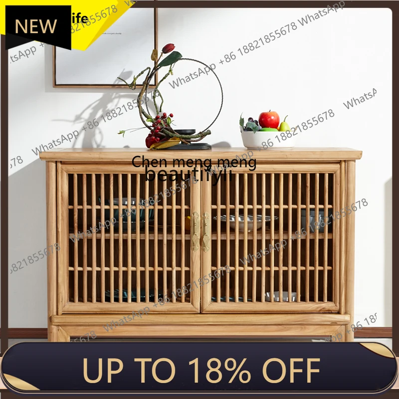 

P178 B61 New Chinese Style Sideboard Cabinet Solid Wood Storage Old Elm Wood Entrance Cabinet with Door Storage Cabinet A15