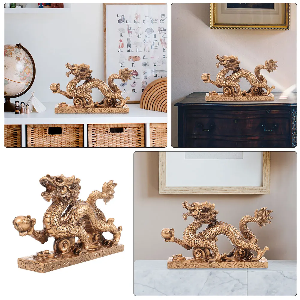 

Resin Dragon Statue Chinese Zodiac Sculpture for Home Office Decor Indoor Desktop Ornament Lucky Feng Shui Gift