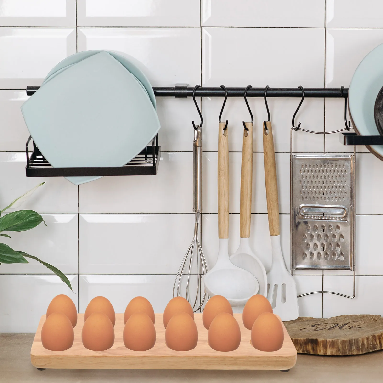 

Wooden Egg Storage Tray 12 Holes Kitchen Organizer Countertop Egg Holder Rack for Fresh Eggs Home Kitchenware Home Kitchenware