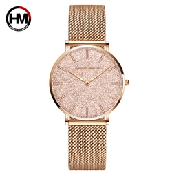 Women Watches New Flash Stars Stainless Steel Rose Gold Mesh Unique Simple Casual Quartz Waterproof Wristwatches Clock Hot Sale
