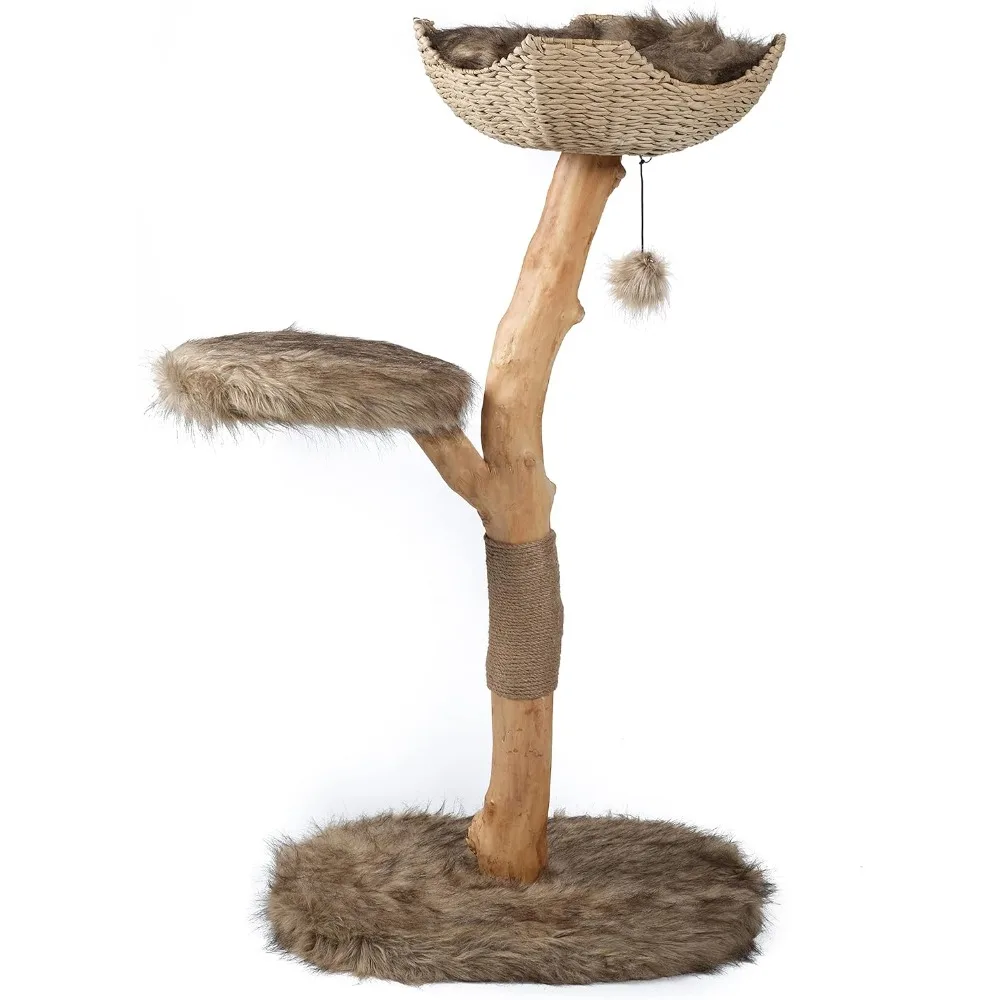 Wooden Cat Tree Tower, Modern Single Branch Condo, Wood CatTree, Furniture for Cat, CatLover Gift, Cat Furniture