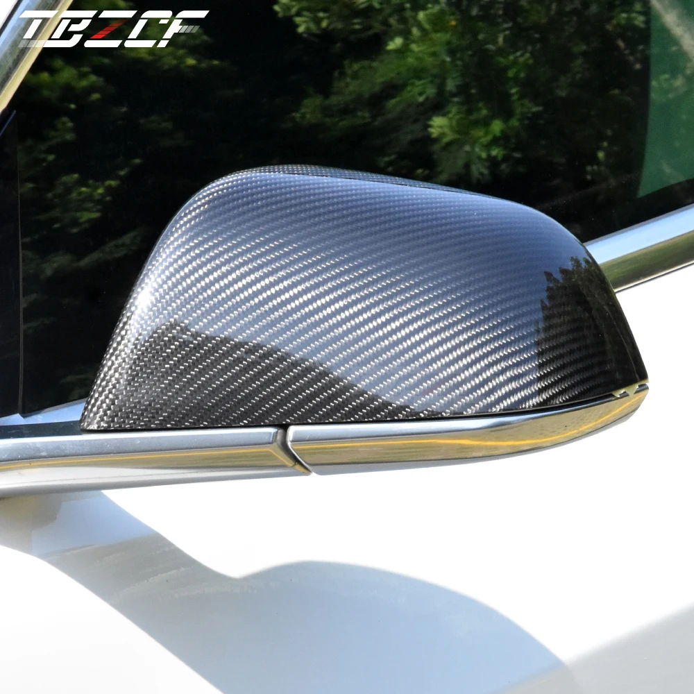 Real Carbon Fiber For Tesla 2019-2023 Model 3 2019-2023 Model Y Rearview Mirror Shell Decorat Tesla Dry Carbon Fiber Accessories