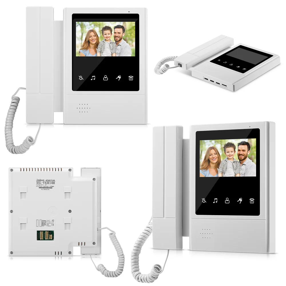 Sistema de intercomunicación con timbre de puerta para el hogar, videoportero portátil con cable a Color, Monitor interior de 4,3 pulgadas, 700TVL,