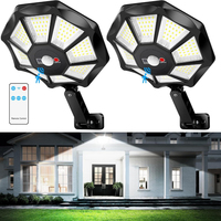 6500K 168 LED Solar Powered Street Light Motion Sensor Solar Outdoor Flood Lights with Remote 3 Modes Outside Parking Yard Lamp