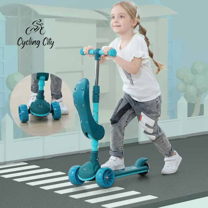 Cycling City Children's Scooter 2-12 Years Old Can Sit In Car Music Tricycle Silent Wheel Durable And Exquisite For Youngster