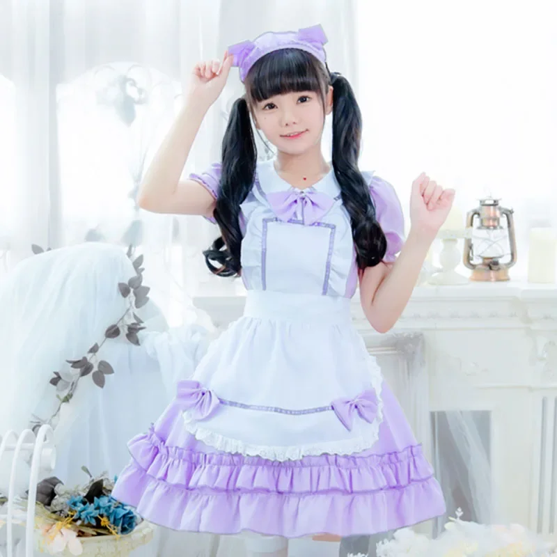 Amine purple Gothic e girl Lolita outfit pokojówka sukienka cosplay kostium dla dziewczynek kobieta kelner pokojówka kostiumy imprezowe js9994