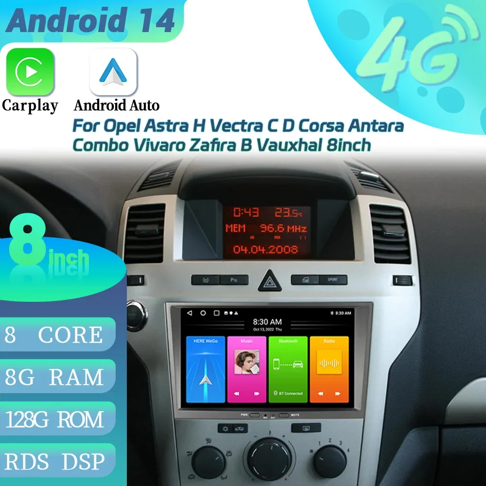 Android For Opel Astra H Vectra C D Corsa Antara Combo Vivaro Zafira B Vauxhal Carplay Multimedia Car Radio Screen GPS Console