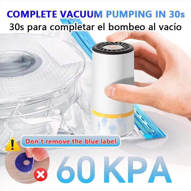 3D Printer Filament Vacuum Storage Bag Kit with Pump, Reusable Sealed Moisture Proof Dustproof Dryer for PLA ABS PETG Filaments