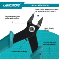 LIBRATON Micro Wire Cutter Precision Electronics Flush Cutter and Side Cutting Pliers Clean Cut for Model Jewelry Model Kits 4