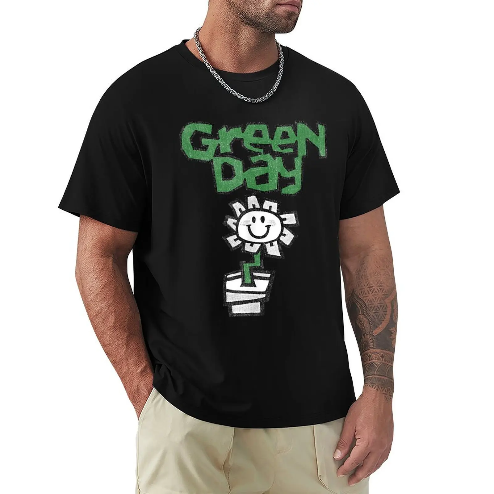 

Green Day Flower Pot T-Shirt anime stuff vintage graphic tee cute tops graphic tee shirt fruit of the loom mens t shirts