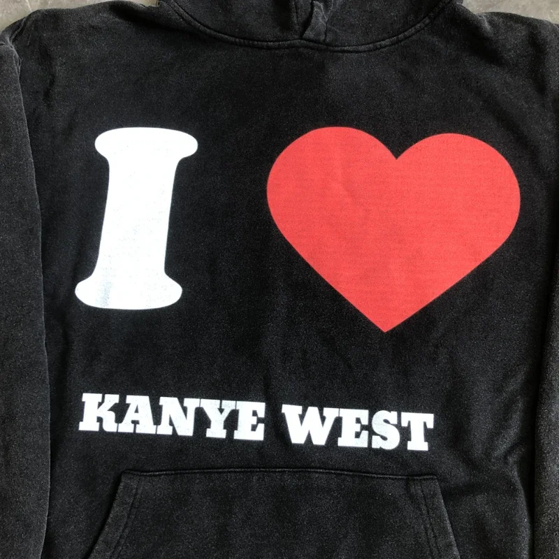 Fashion Kanye I Love You Print  Sweatshirt Men Woan Casual Vintage Loose Oversized Sweater Hoodie