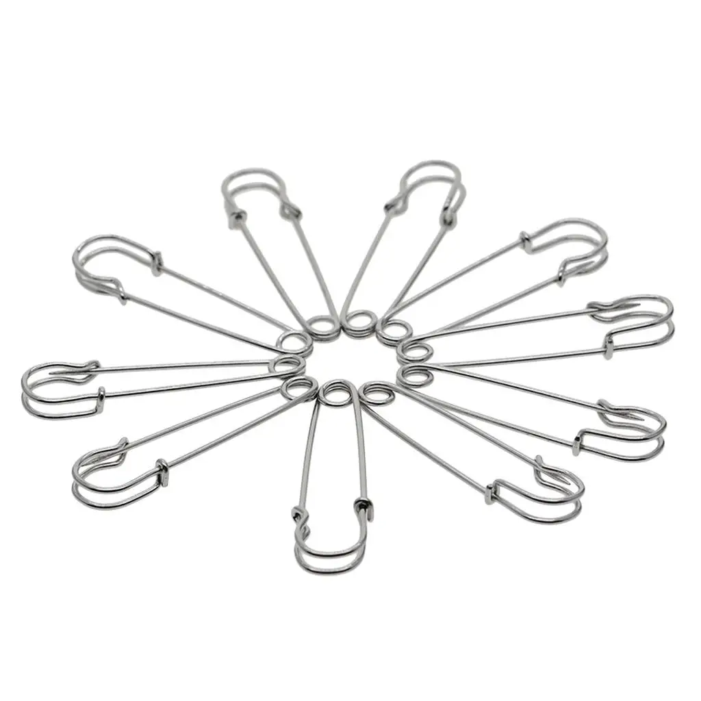 Heavy Duty Steel Safety Brooch Pins Set with Spring Lock Fastener for Crafting Quilting Clothing Accessories