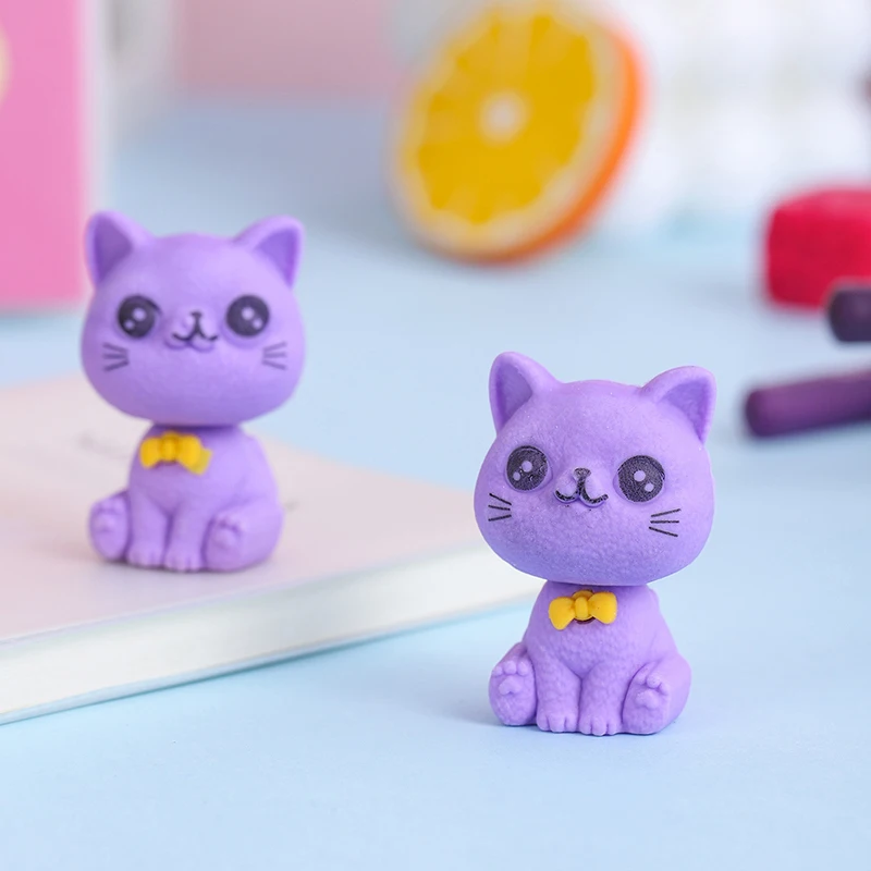 Creative Cartoon Three-Dimensional Cat Rubber Eraser Lovely Writing Drawing Pencil Erasers Novelty Stationery School Supplies