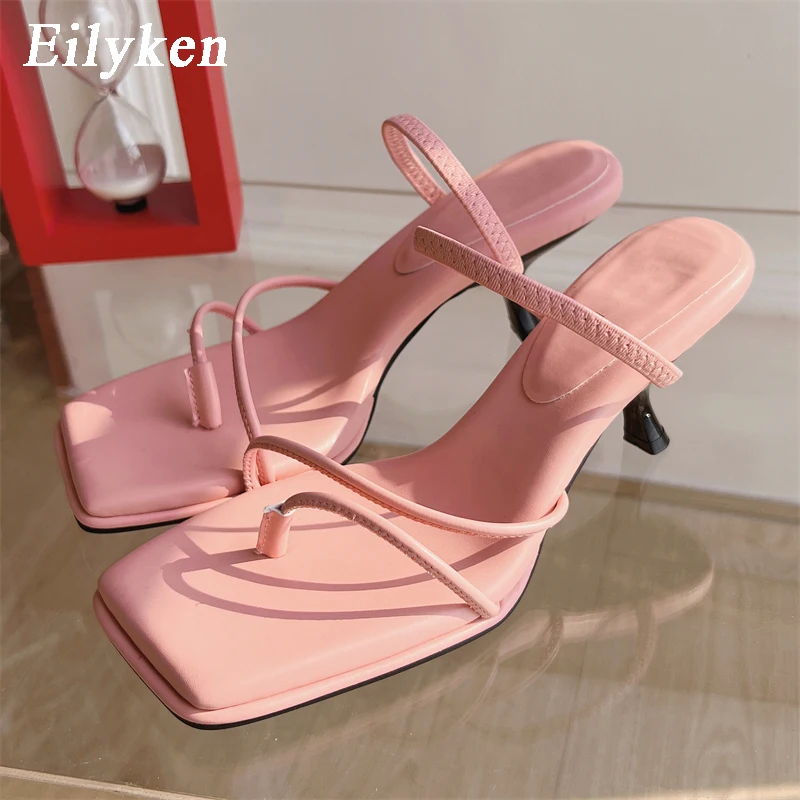 Eilyken 2024 New Summer Slipper Low Thin Heel Female Peep Toe Slides Sandal Vacation Women Flip Flops Mujer Shoes