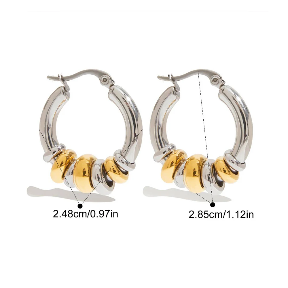 doyours Geometric Double Round Stacked Earrings Gold/Silver 4