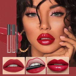 3-in-1 Lip Gloss Set Matte Lipstick Lip Liner Set Velvet Liquid Lip Glaze Waterproof Long Lasting Lipstick Glaze Cosmetics Kit