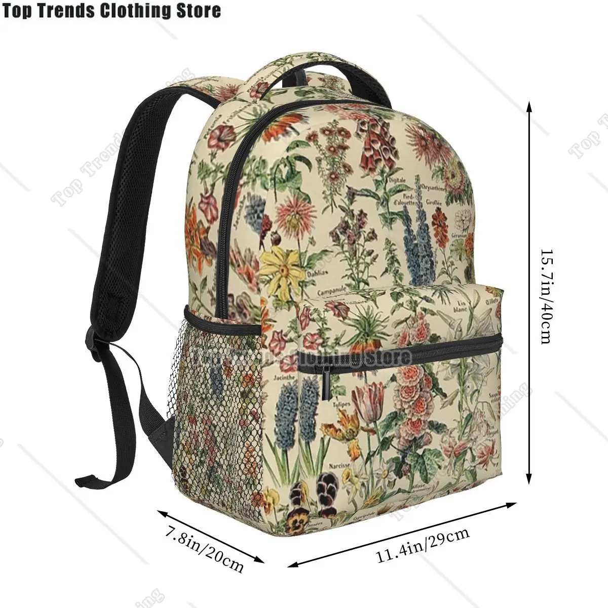 Vintage Flower Poster Backpacks Boys Girls Bookbag Children School Bags Cartoon Kids Rucksack Shoulder Bag Large Capacity