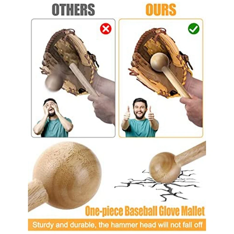 Baseball Mitts Shaper Tool Wooden Long Handle One-Piece Softball For Adult Youth Catchers