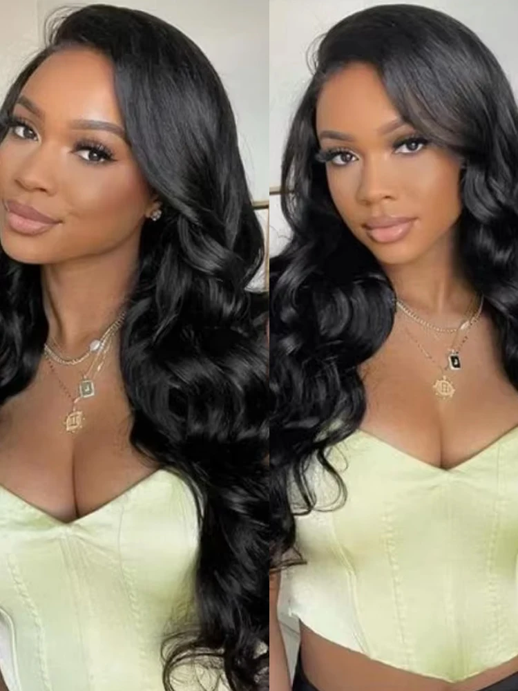 วิกผมลูกไม้ HD แบบไม่ต้องใช้กาว ตัดสำเร็จรูป ทรงบอดี้เวฟ ขนาด 13x6 นิ้ว  ความยาว 30-40 นิ้ว ผมแท้บราซิล  พร้อมลูกไม้ด้านหน้า 13x4 สำหรับผู้หญิงผิวสี ไม่ต้องใช้กาว