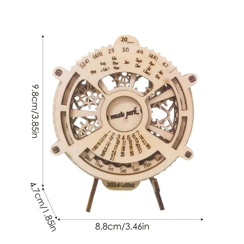 Calendário perpétuo 3d quebra-cabeças de madeira steampunk relógio mecânico kit habilidades motoras finas educação precoce brinquedos crianças presentes aniversário