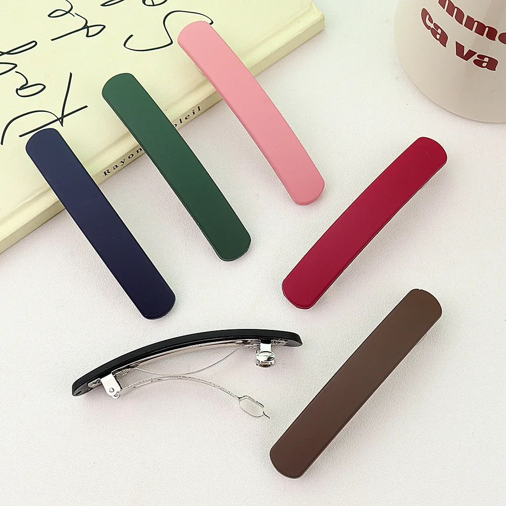 Klassische mattierte rutschfeste Haarklammern, einfache einfarbige geometrische rechteckige Frühlings-Haarspangen für Damen, Pferdeschwanz-Kopfschmuck