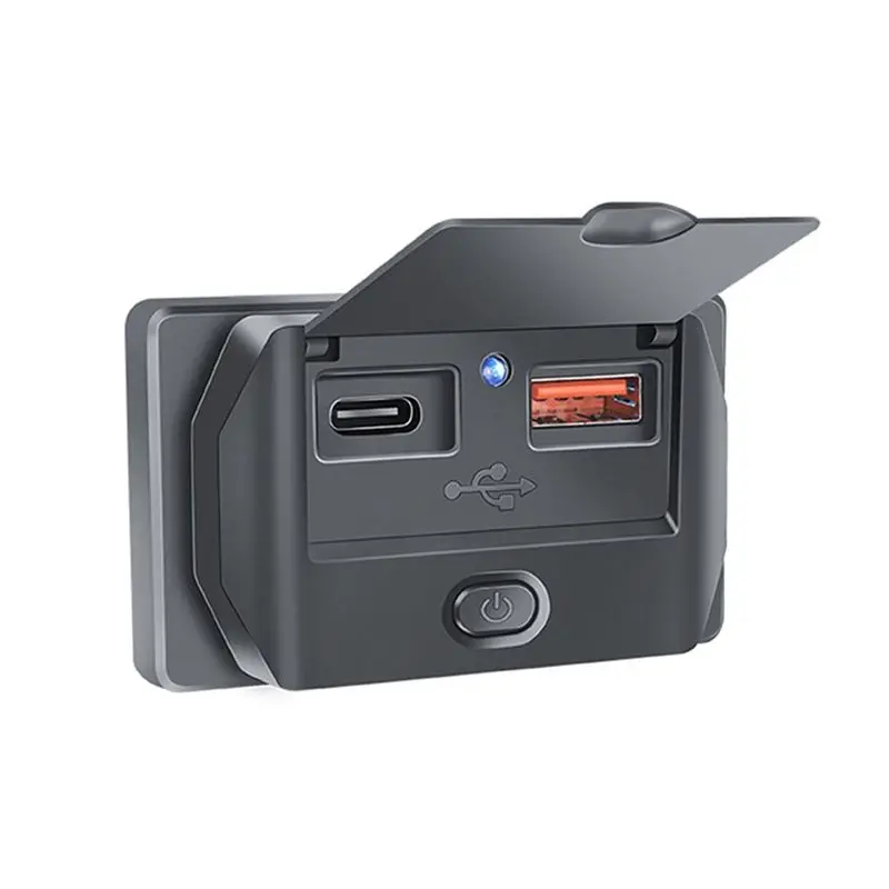 A73Q-Quick Charge PD Type-C + USB Ports Car Bus Socket Adapter USB Power With Switch For Marine Motorcycle