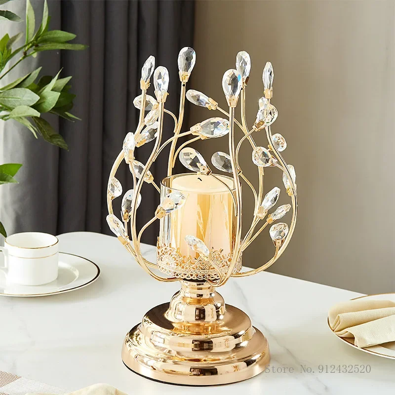 Europe Luxury Metal Candle Holder Candlestick, Home Decor Wedding Candelabra Crystal Candle Holder Christmas Decoration for Home