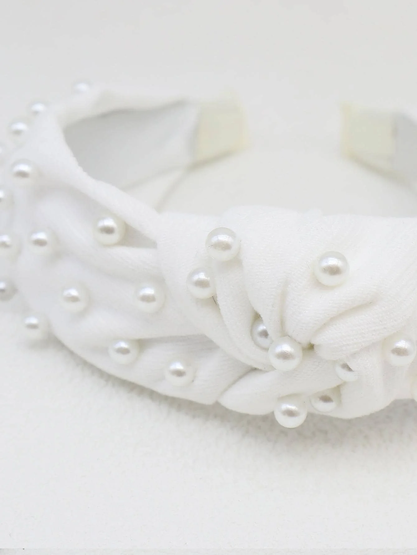 

White Faux Pearl Knot Headband Bridal Hair Accessory For Women