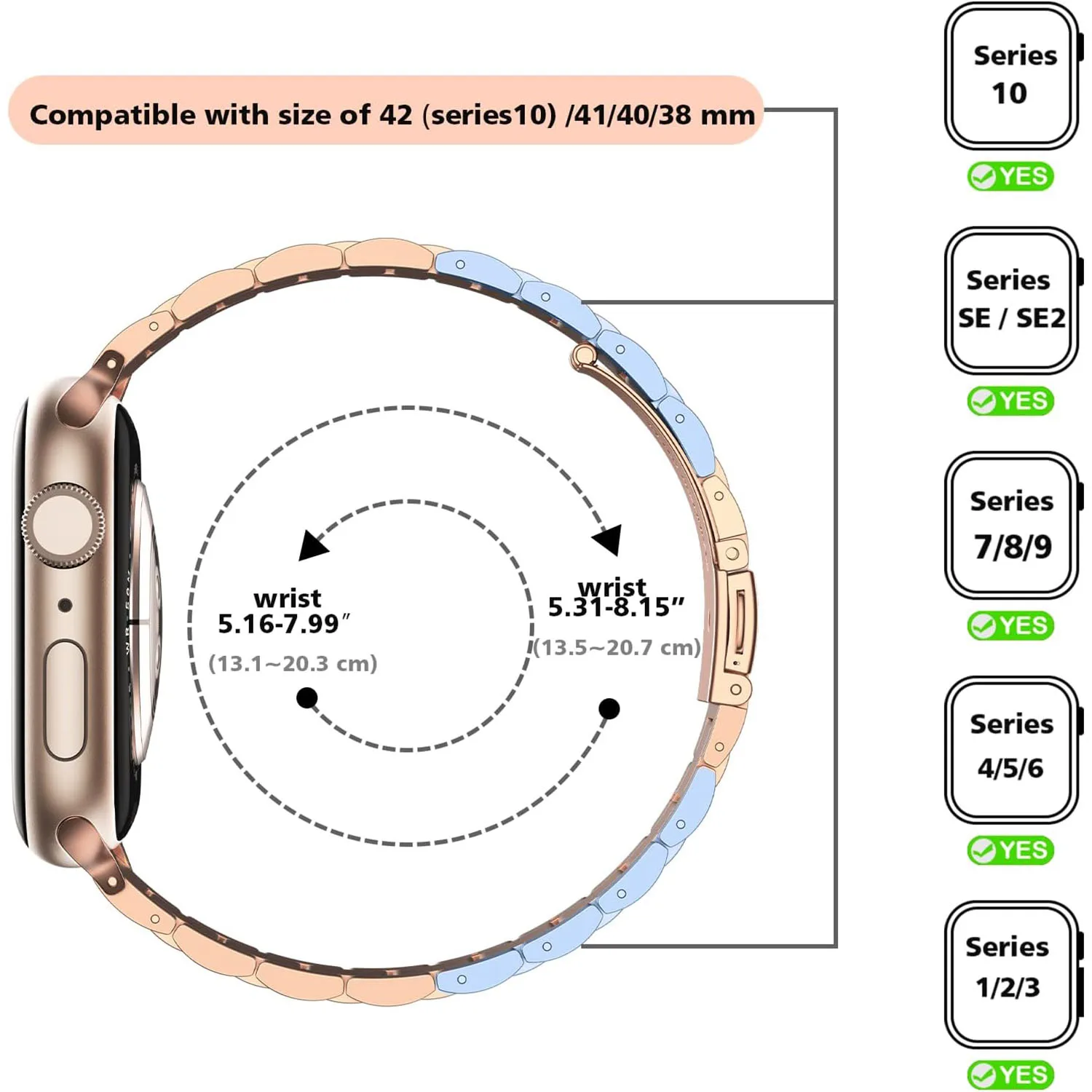 Cienki pasek do zegarka ze stali nierdzewnej kompatybilny z Apple Watch Series 9 8 7 6 5 4 3 SE Ultra 38mm 40mm 41mm/42mm 44mm 45mm 49mm