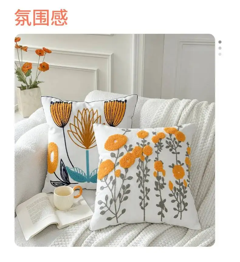 Moderne Kissenbezüge mit Blumenstickerei, niedliches Design, Boho-Ästhetik, dekorative Kissenhülle für Sofa, Bett, Stuhl, Heimdekoration – Detail 3