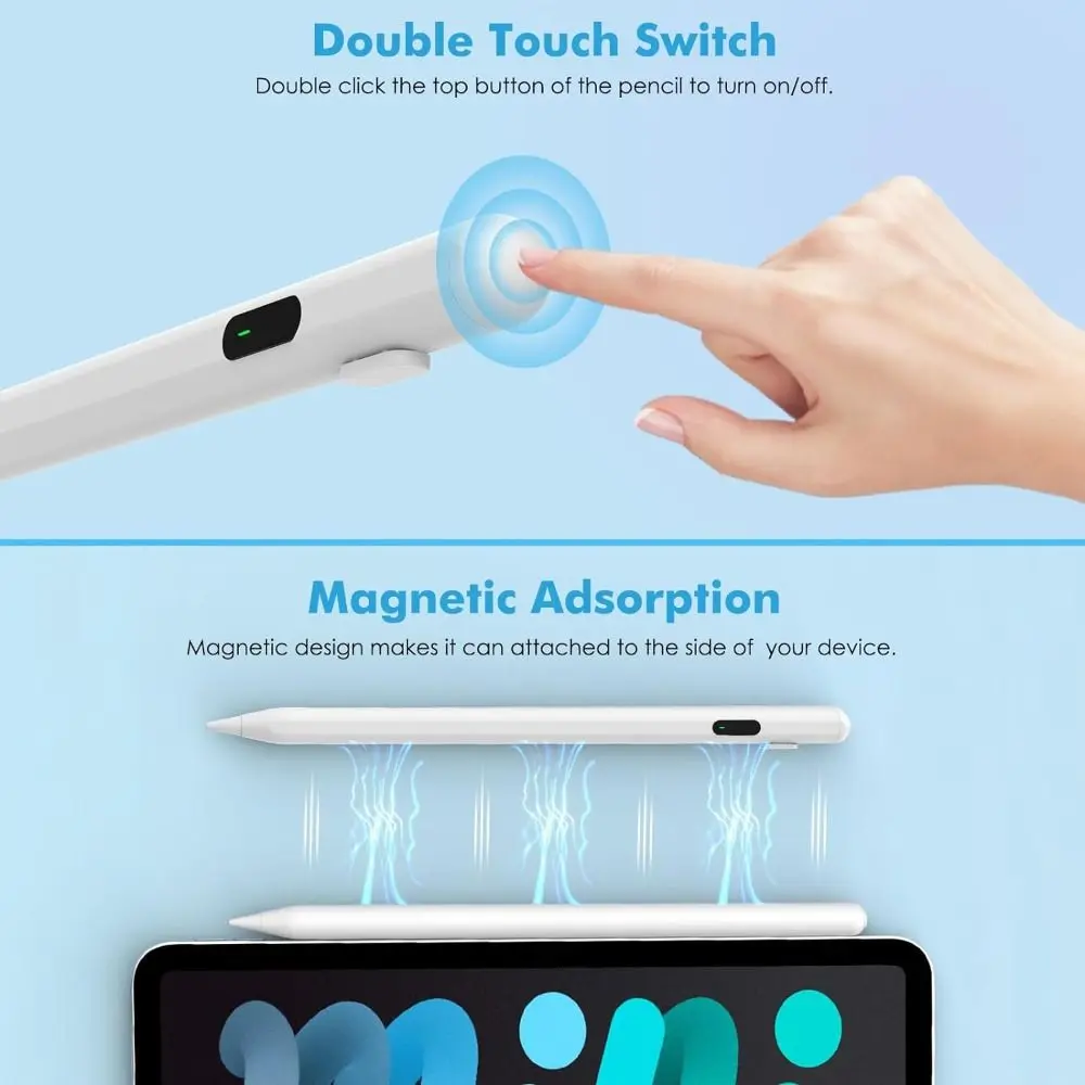 with Power Display Universal Stylus Pen Rechargeable Drawing Tablet Touch Screen Pen Colorful Sensitive for Android/iOS