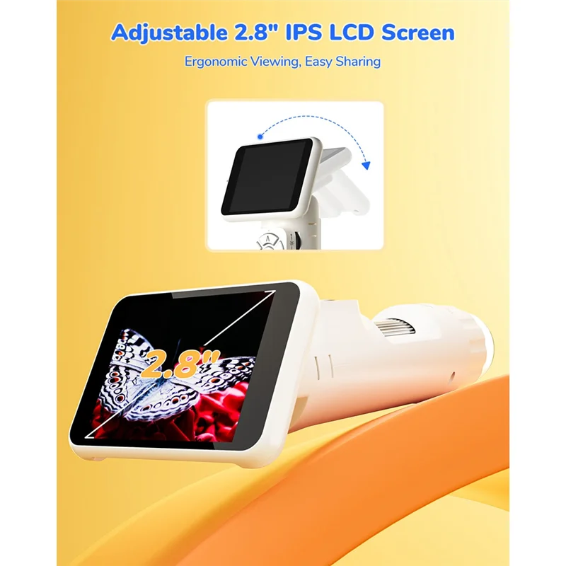 

ABKY-Kids Digital Microscope 2.8 Inch Screen USB Portable Science Education Observation Gifts A