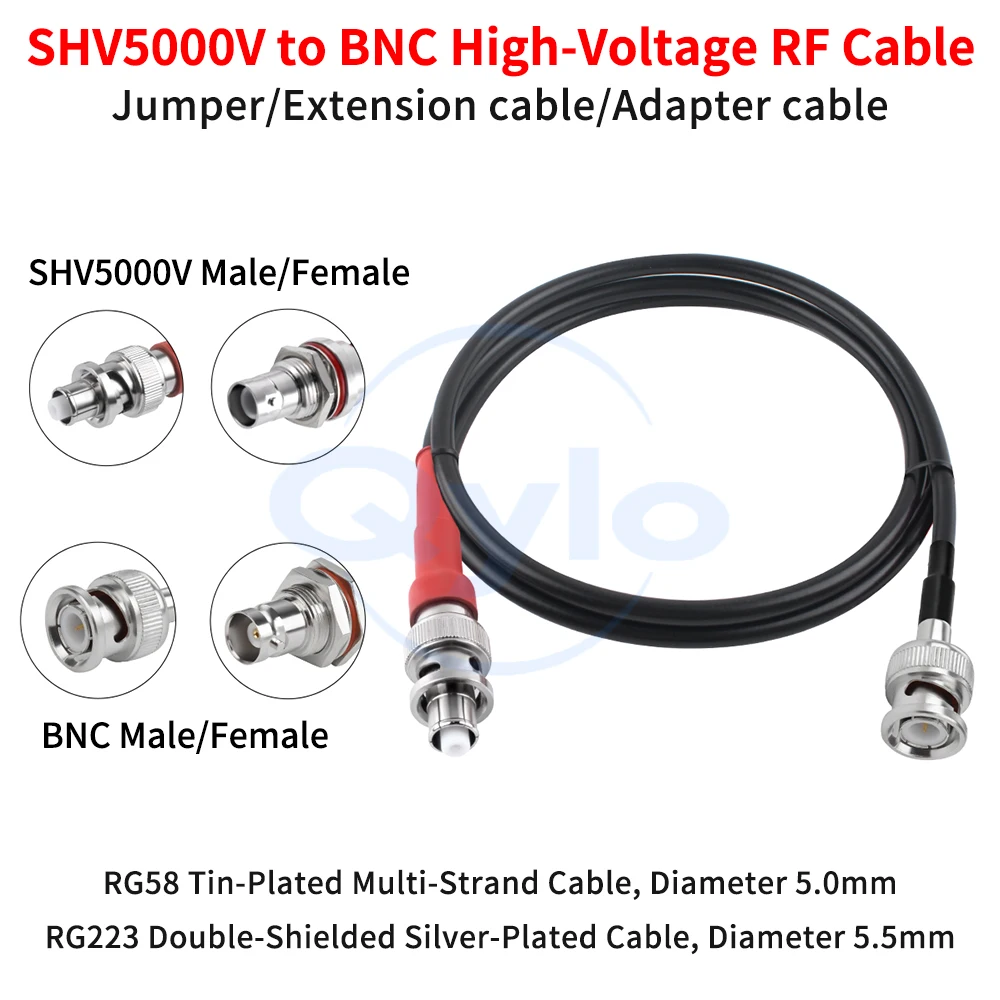 SHV5000V to BNC Male/Female High-Voltage 5KV RF Power Connection Cable Compatible with RG58/223 SHV5000V to BNC Cable (1 pcs)