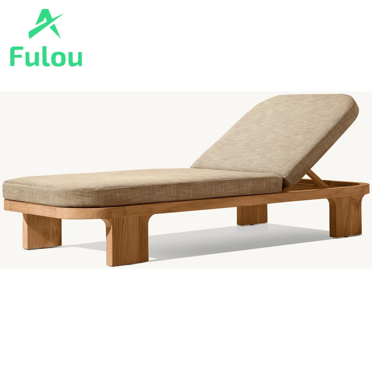 Modern Outdoor Teak Recliner Sun Lounger Fabric Cushion Chaise Lounge Garden Patio Villa Hotels Swimming Pool Sand Application