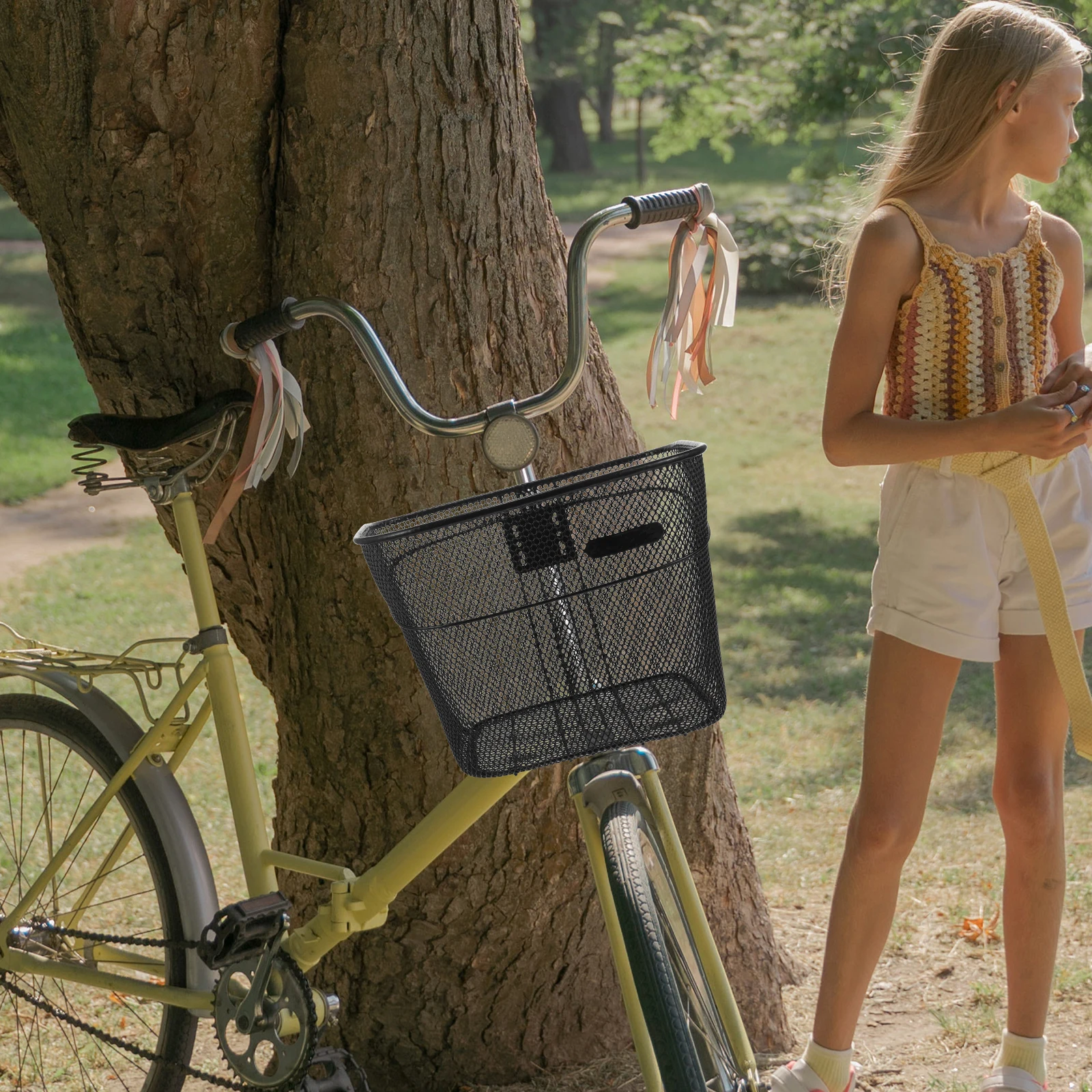 

Heavy Duty Metal Bike Durable Front Handlebar Basket Detachable Large Capacity Storage For Cycling s Accessory Reusable
