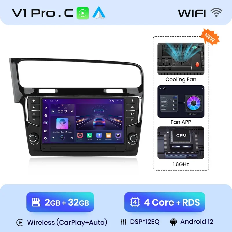 Junsun 9 inch Draadloze CarPlay Android Auto Radio voor Volkswagen VW Golf 7 2013-2017 Auto Multimedia GPS autoradio