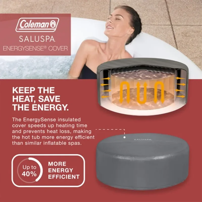 Bestway Coleman Miami AirJet Inflatable Hot Tub with EnergySense Cover Bundled with 4 SaluSpa Spa Seat and 4 Padded Headrest