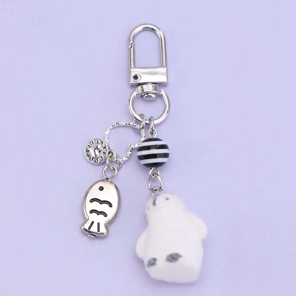 New Cute Design Flocking Keychain Animal Cartoon Keyring Pendant Soft Car Key Holder Fashion Accessory