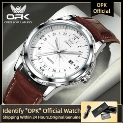 OPK Elite Men's Quartz Watch Fashion Business Waterproof Luminous Men's Watch Luxury Breathable Leather Sports Men's Watch