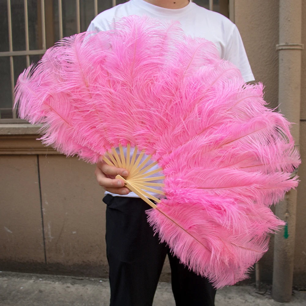 Soft Fluffy Ostrich Feather Fan Lady Burlesque Wedding Hand Dress Costume Dance Feather Portable Fan Decoration Weddings Decor